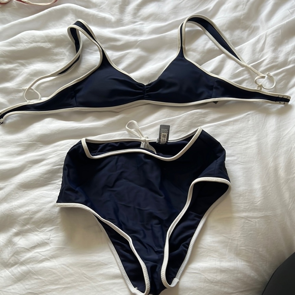 Aerie blue & white bikini